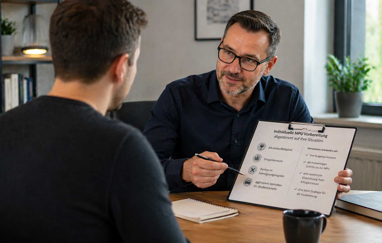 MPU Vorbereitung Beratungsgespräch in ruhiger Atmosphäre